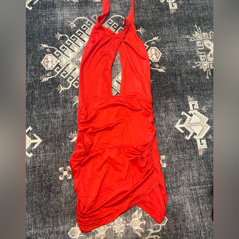 Revolve red halter dress size small